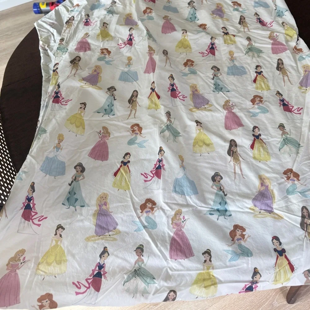 Pottery Barn Kids x Disney princesses watercolor castle bedding flat sheet twin